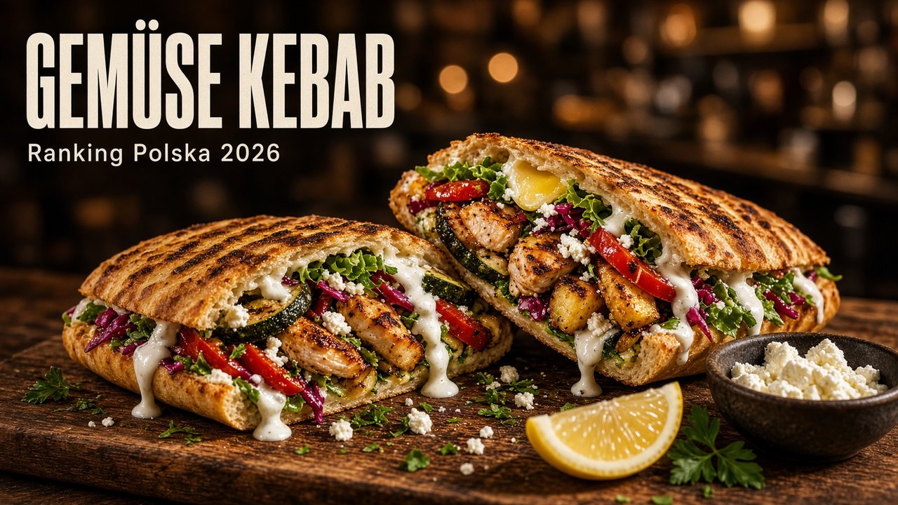 Gemüse kebab w opiekanej bułce z grillowanymi warzywami, kurczakiem, fetą i cytryną